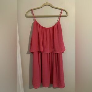 Pink Tiered Ruffle Mini Dress | Size L |